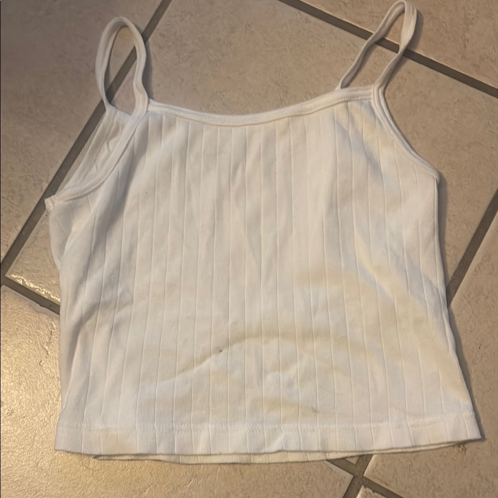 White Ribbed Women's Tank Top